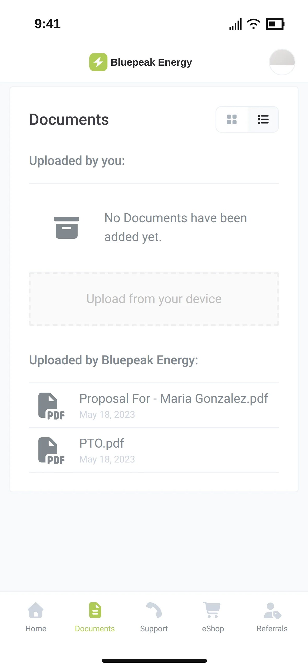 The Bluepeak Energy documents list with a proposal and a PTO document