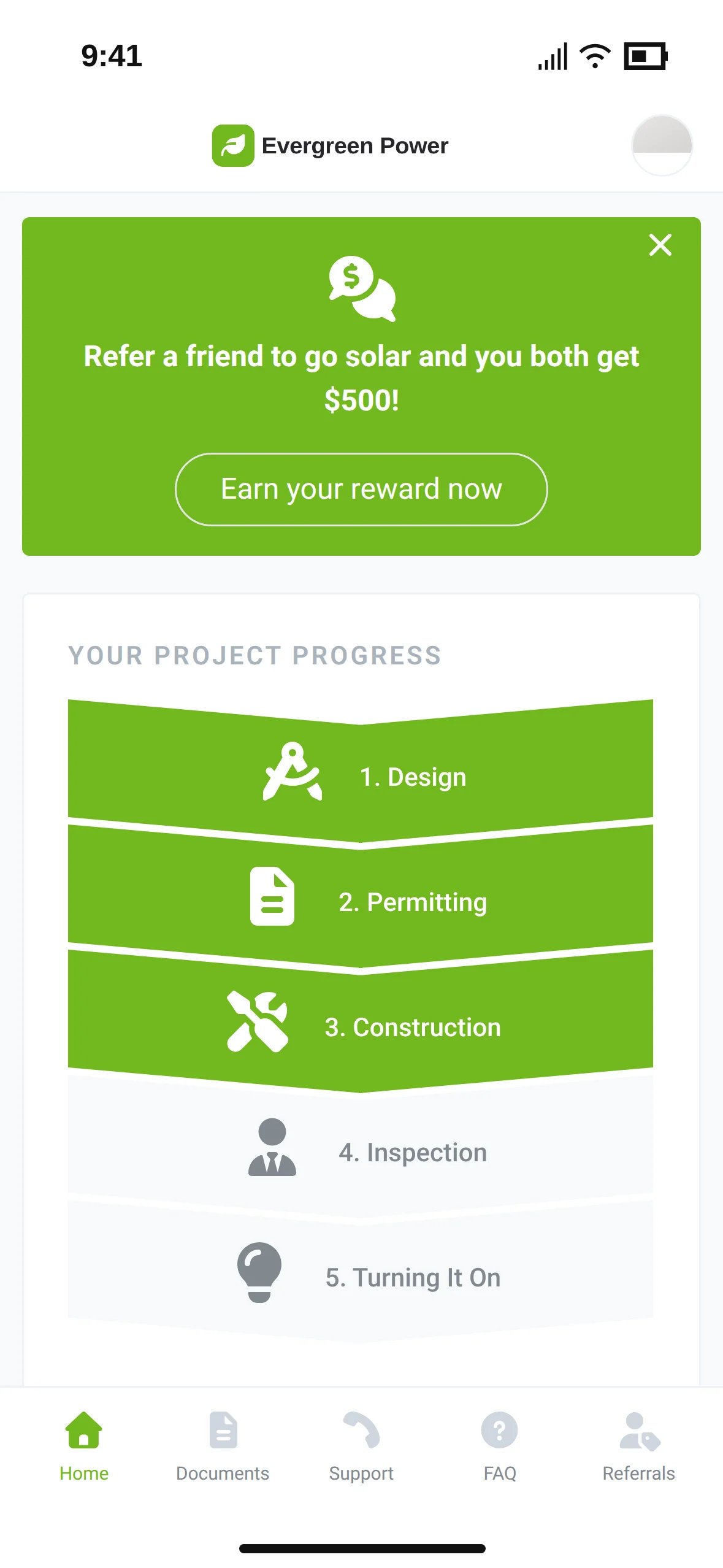 The same app with the Evergreen Power name and logo
